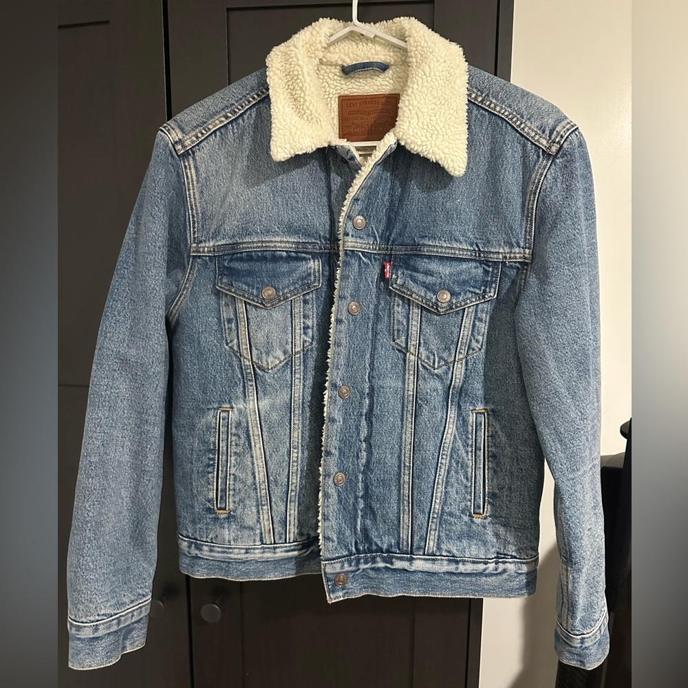 LEVIS PREMIUM DENIM ORIGINAL RED TAB WOMEN SHERPA LINED COLLAR JACKET XS NWOT